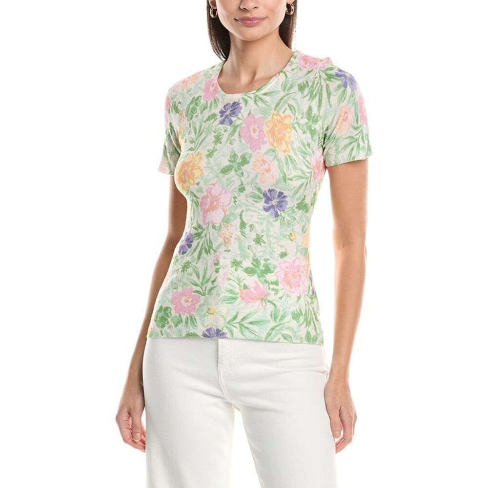 Tahari Asl Womens Floral Sweater Top, Brown